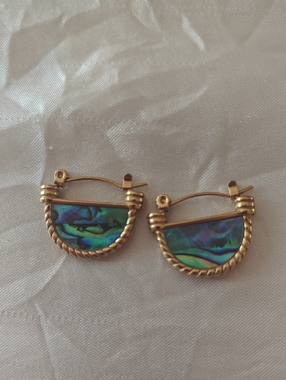 Amalfi Turquoise Shell Gold-Tone Abalone Half-Hoop Earrings -  Green Blue